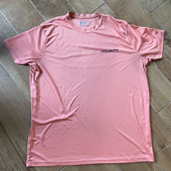 Rig and Water Pink/Coral Short Sleeve Polyester Fishing Shirt Men's XL - Picture 2 of 8